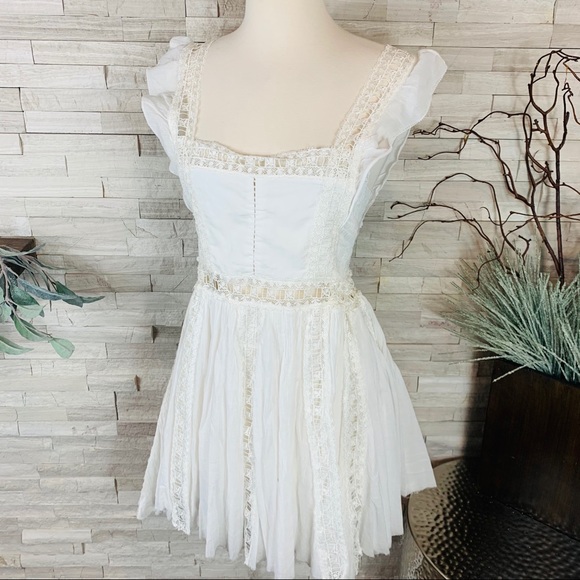 Free People NWT Ivory Verona Lace Cut Out Dress - Picture 12 of 14